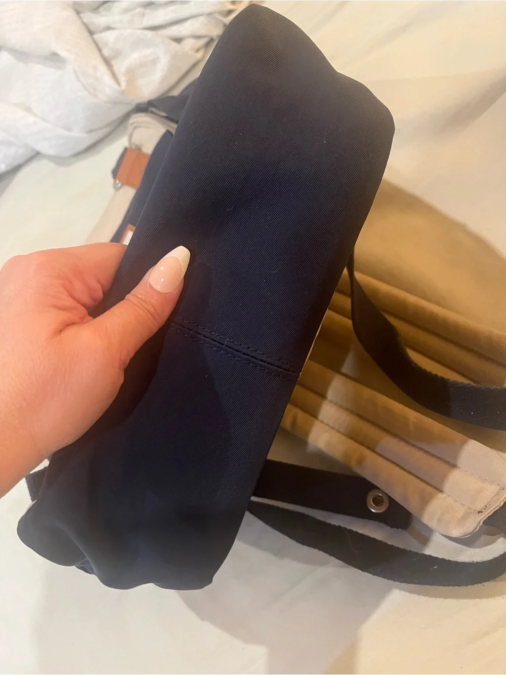 Doughnut Macaroon Series Navy and Ivory Canvas Backpack